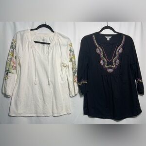 Croft & Barrow 2 Pack Blouses - Black and Cream